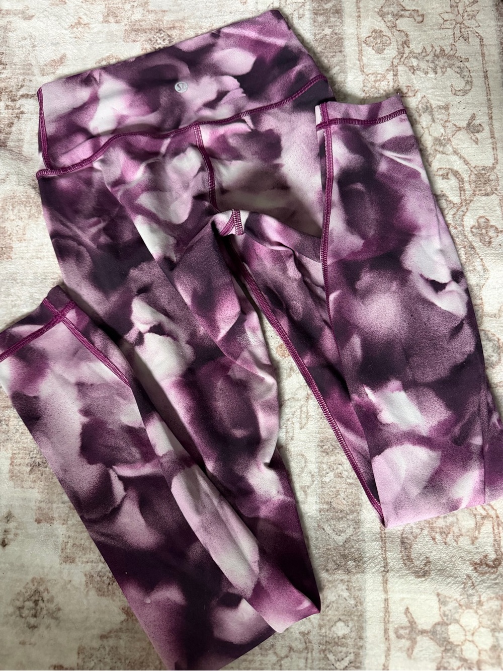 lululemon athletica Purple & White Patterned High-Rise Leggings size 2